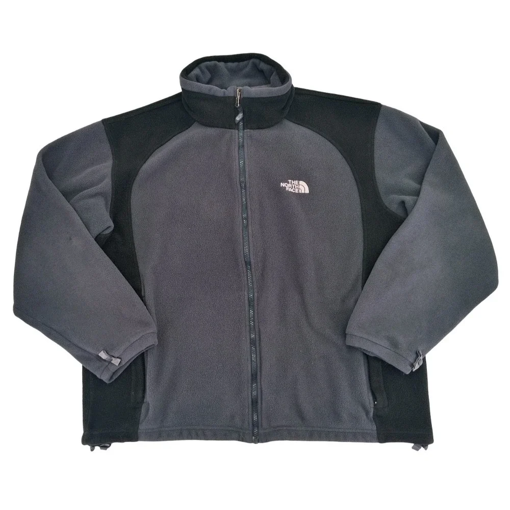 The North Face Fleece Jacket Mens Large Gray Full Zip Zip In Hiking Outdoor